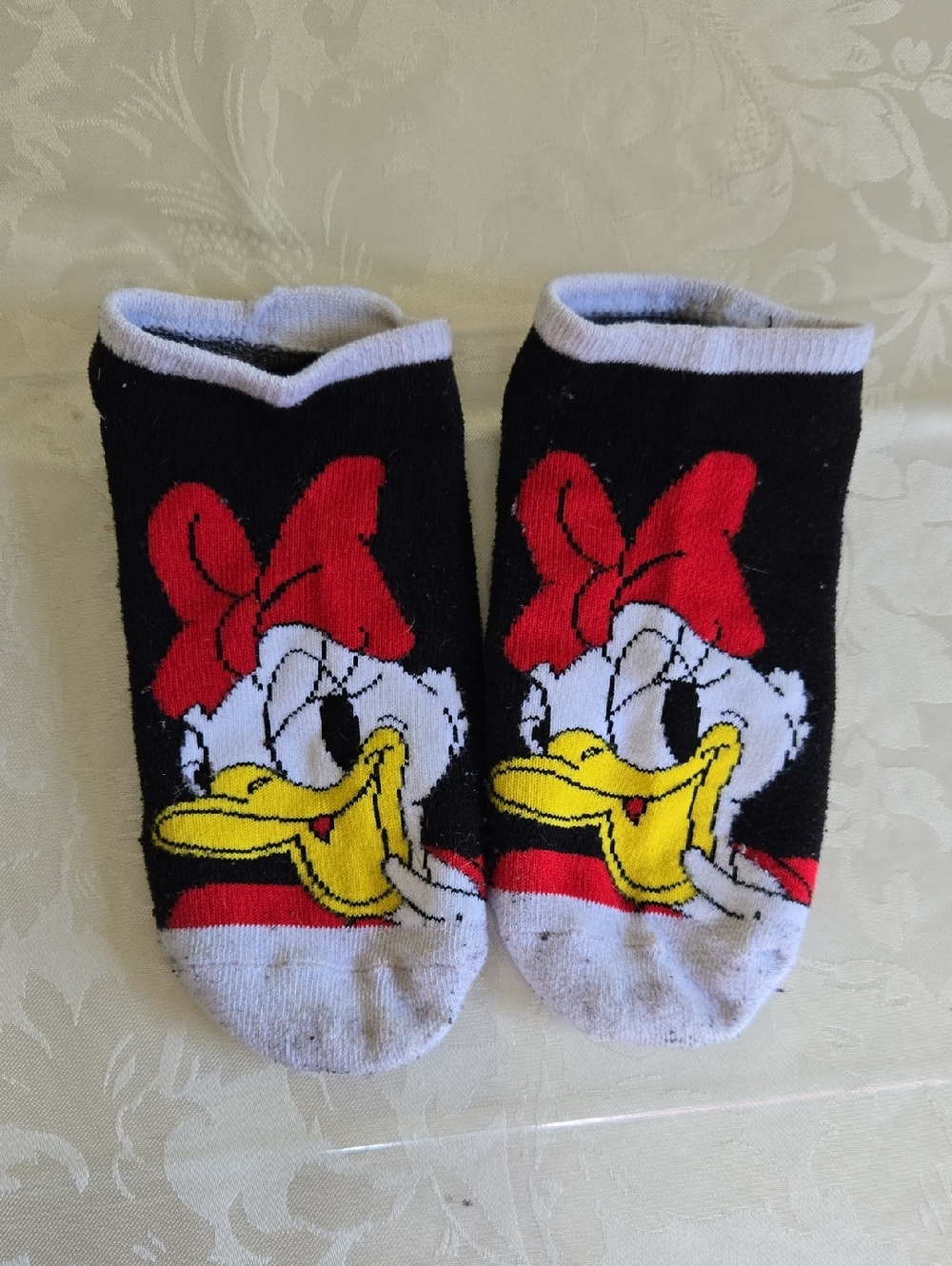 Disney Daisy Duck Black and Red Cartoon Ankle Socks Mickey Mouse